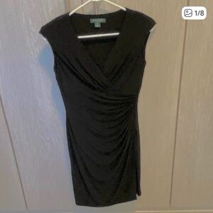 Lauren Ralph Lauren Black Side Gather Dress Size 6P